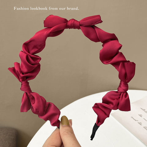 Women  Candy Color Pleated Bowknot Hairbands