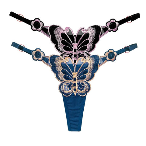 Women  Embroidery Thongs Panties