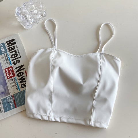 Women PU Leather Crop Tops