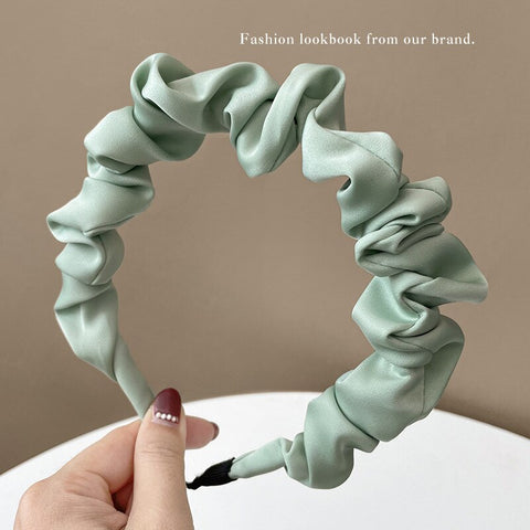 Women  Candy Color Pleated Bowknot Hairbands