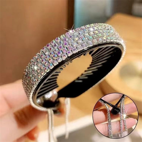 Women  Rhinestone Tassel Pearl Hair Clip