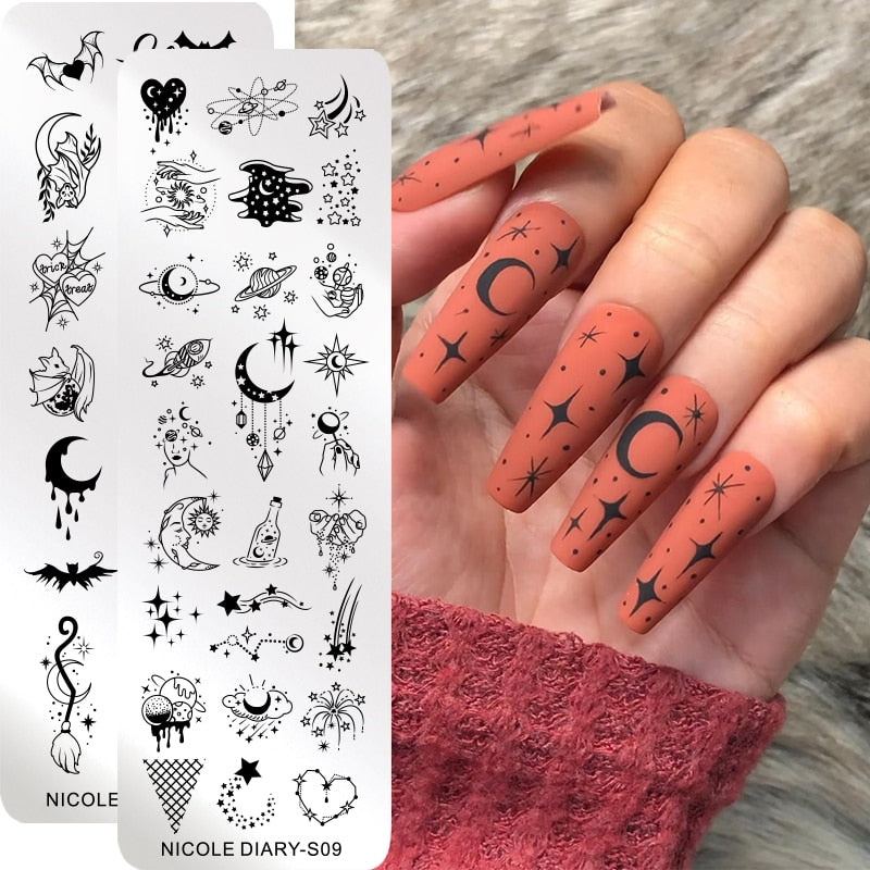 New Space Planet Moon Star Nail Stamping Plates