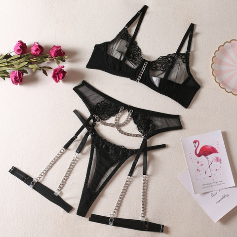Women Sexy Lingerie 3-Piece Set