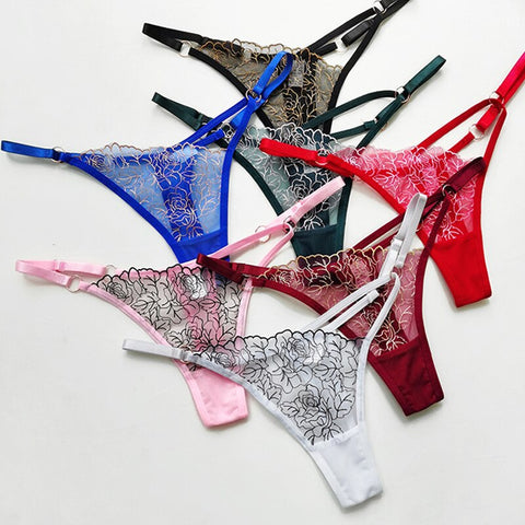 Women Lace G-strings Crotch Opening Thongs Panties