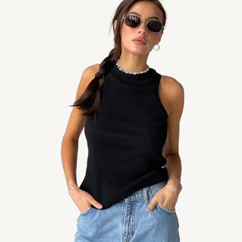 Women Sleeveless Knitted Casual Tops