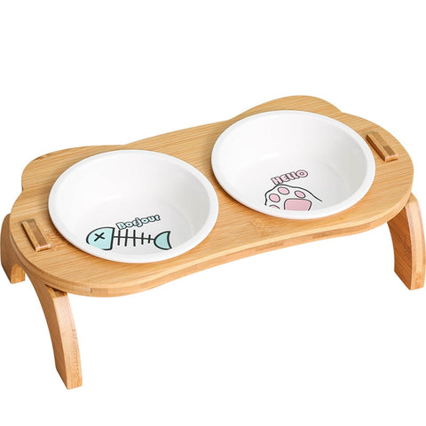 Elevated Bamboo Food Bowls