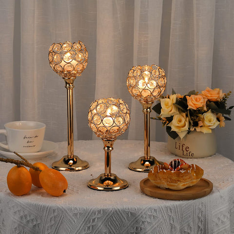 Golden Silver Crystal Wishing Candlestick Table