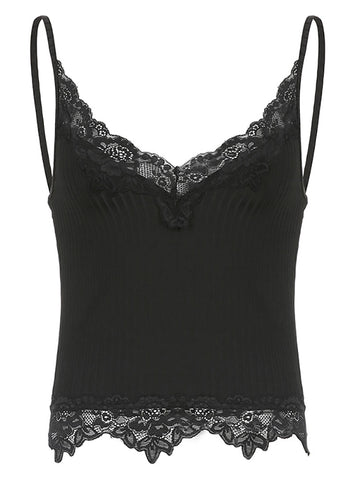 Women Casual Lace Trim Crop Tops