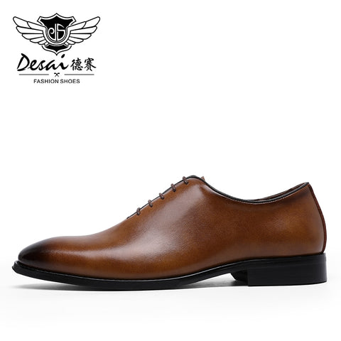 Men Business Lace-up Full Grain Leather Shoes