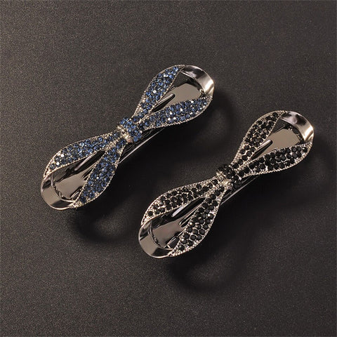 Women Crystal Pearl Bow Hair Clips