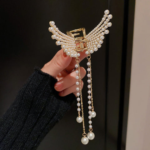 Women Butterfly  Pearl Tassel hair clip