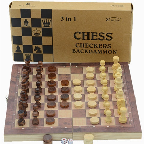 5Size Folding Wooden International Chess Set