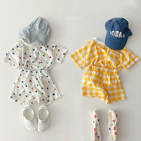Baby O-neck Tees Heart Print Clothes