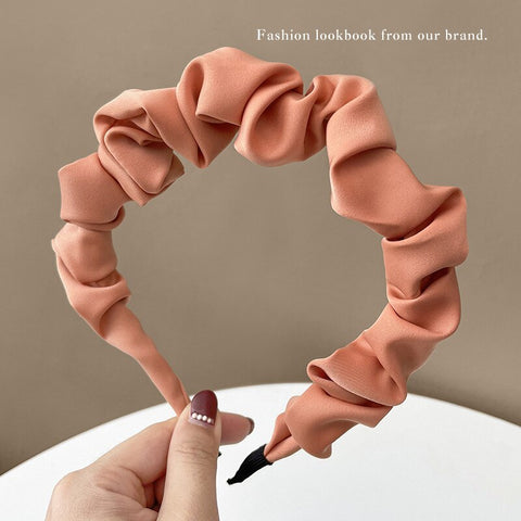 Women  Candy Color Pleated Bowknot Hairbands