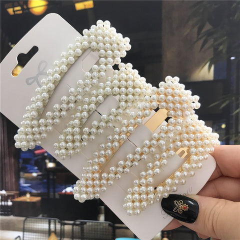 Women Handmade Pearls Hair Clips