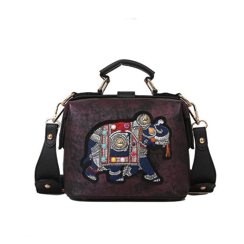 Women Vintage Embroidery Elephant Bag