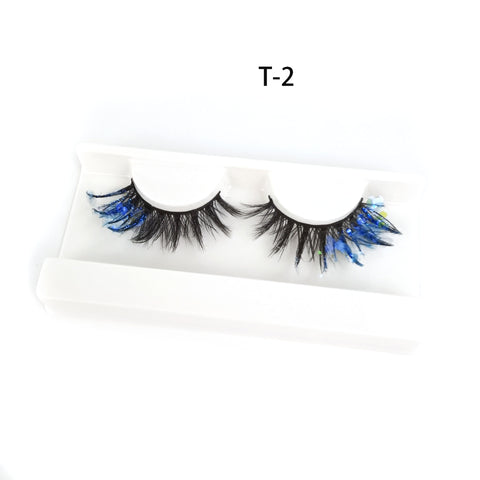 Eyelashes with Color Fluorescence with Sequins False Lashes