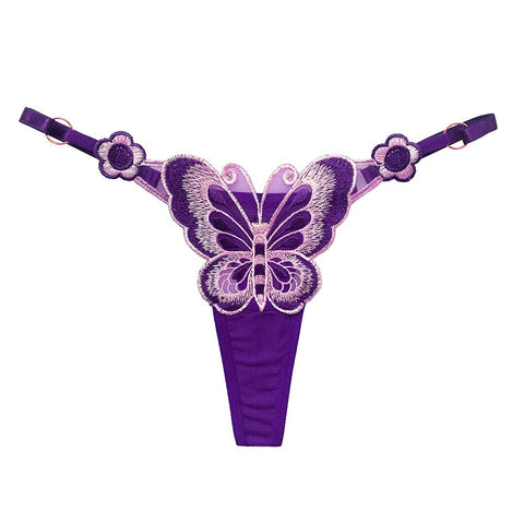 Women  Embroidery Thongs Panties