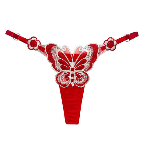 Women  Embroidery Thongs Panties