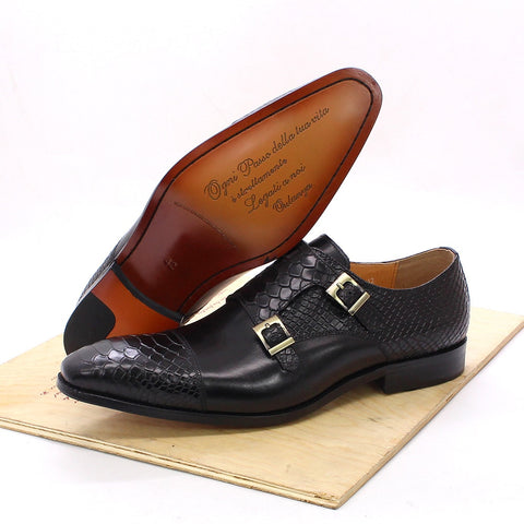 Men Genuine Leather Double Buckle Shoes