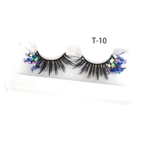 Eyelashes with Color Fluorescence with Sequins False Lashes