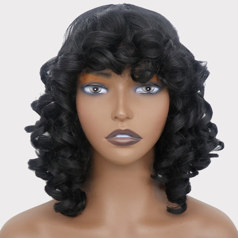 Curly Wig with Bangs for Black Women