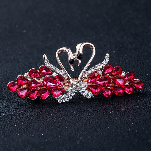 Women Crystal Pearl Bow Hair Clips