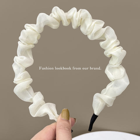 Women  Candy Color Pleated Bowknot Hairbands