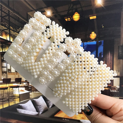 Women Handmade Pearls Hair Clips