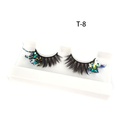 Eyelashes with Color Fluorescence with Sequins False Lashes