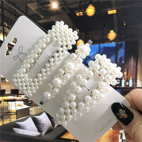 Women Handmade Pearls Hair Clips