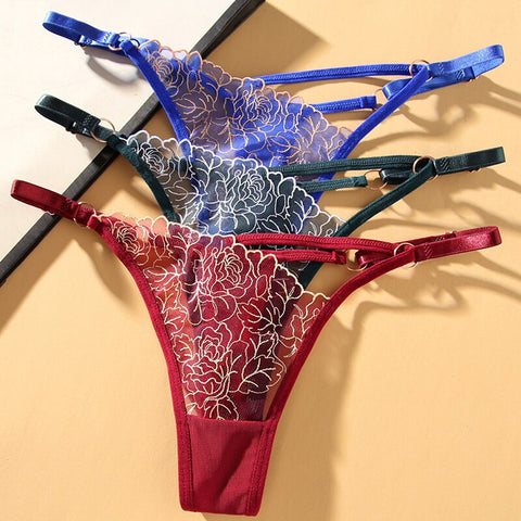 Women Lace G-strings Crotch Opening Thongs Panties