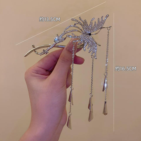 Women Butterfly  Pearl Tassel hair clip