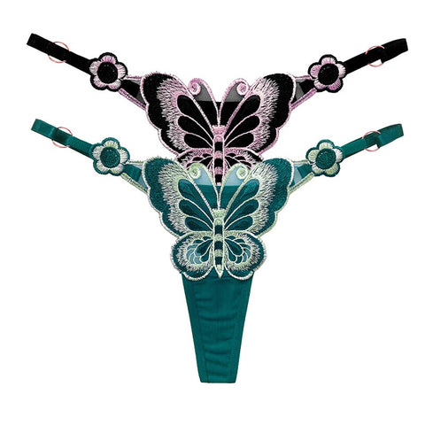 Women  Embroidery Thongs Panties