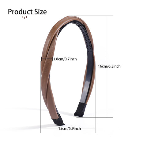 Women Pu Leather Braided headband