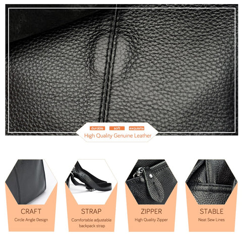 Women Genuine Leather Large Backpack