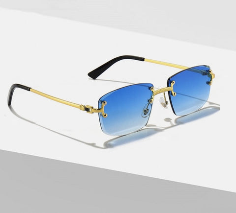 New Blue Gradient Lens Metal Sunglasses