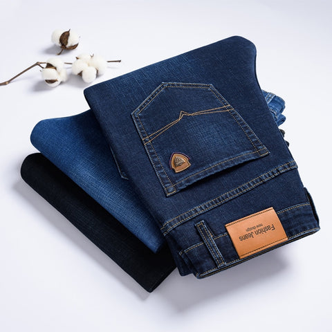 straight stretch denim jeans
