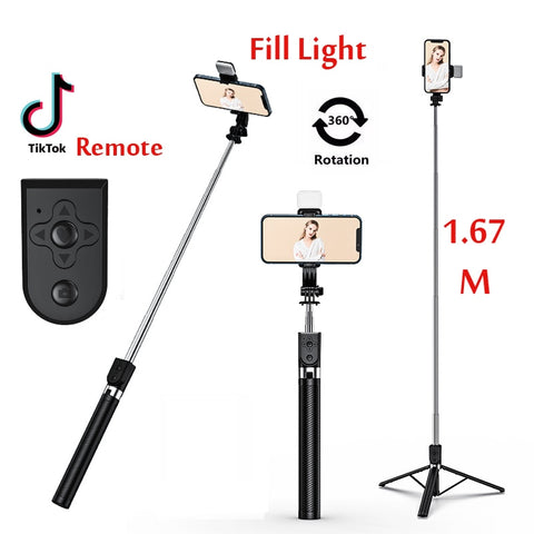 1.67M Long Extended Bluetooth Selfie Stick