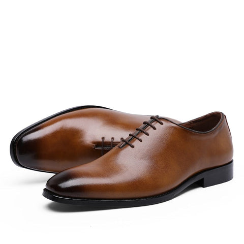 Men Business Lace-up Full Grain Leather Shoes