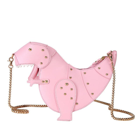 Women Dinosaur Design Rivets Crossbody Bag