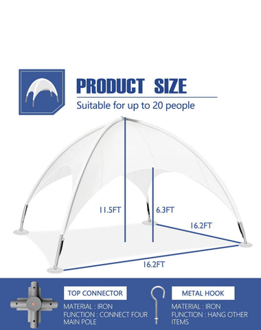 Heavy Duty Steel Patio Gazebo, 16'x 16'